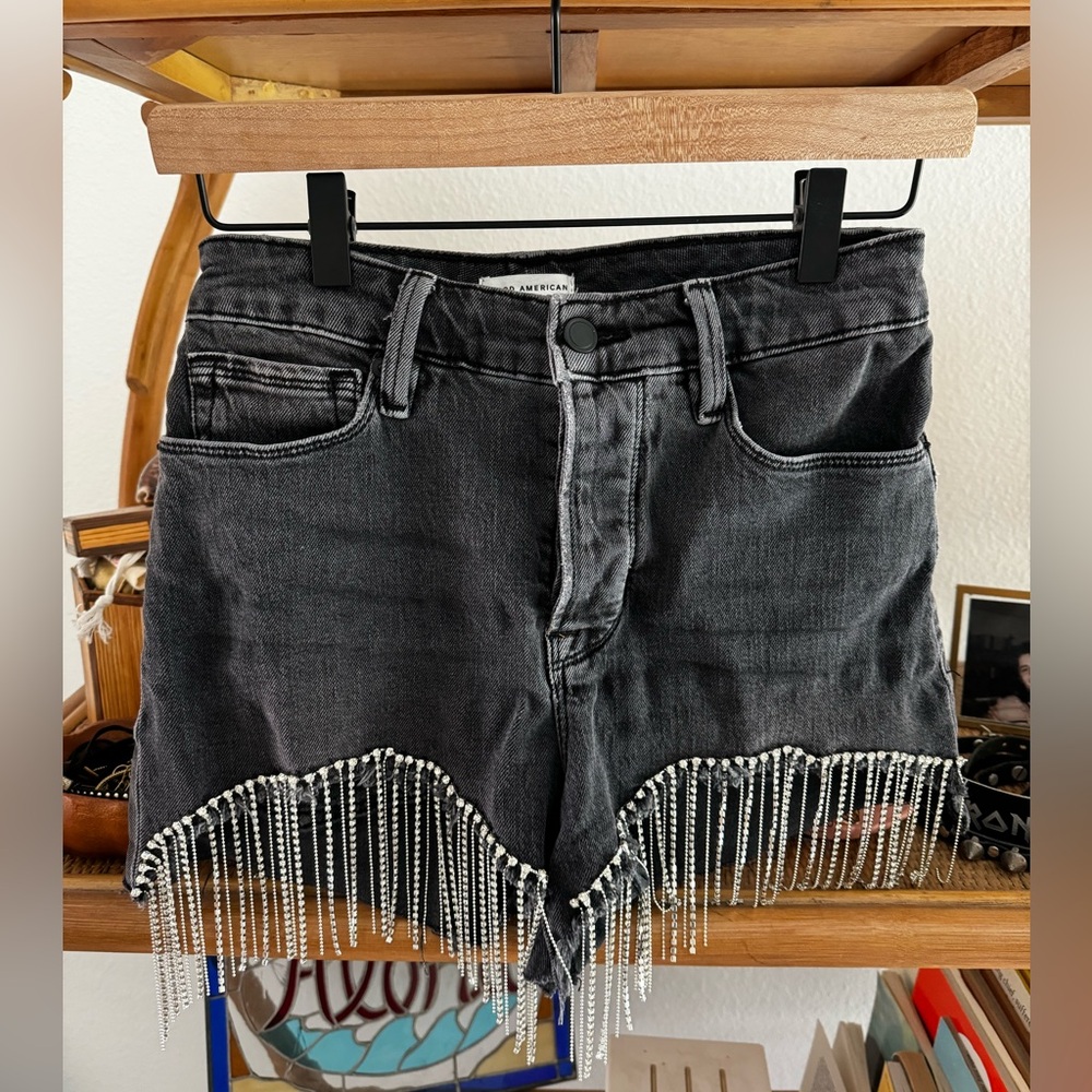 Good American Bombshell Shorts in Black with Rhinestones size 4